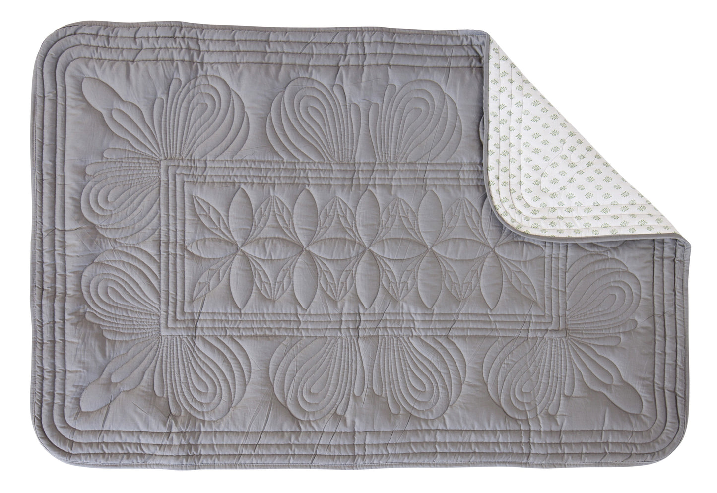 Straight Edge Cot Quilt Set Hunter Grey