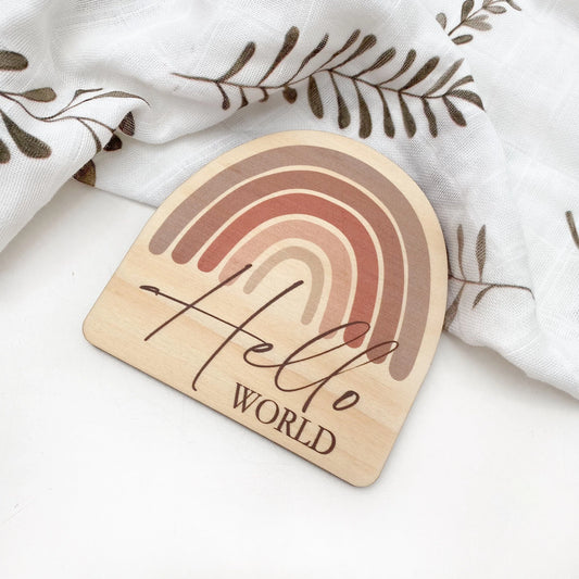 Hello World Baby Milestone Plaque - Dusky Rose Series