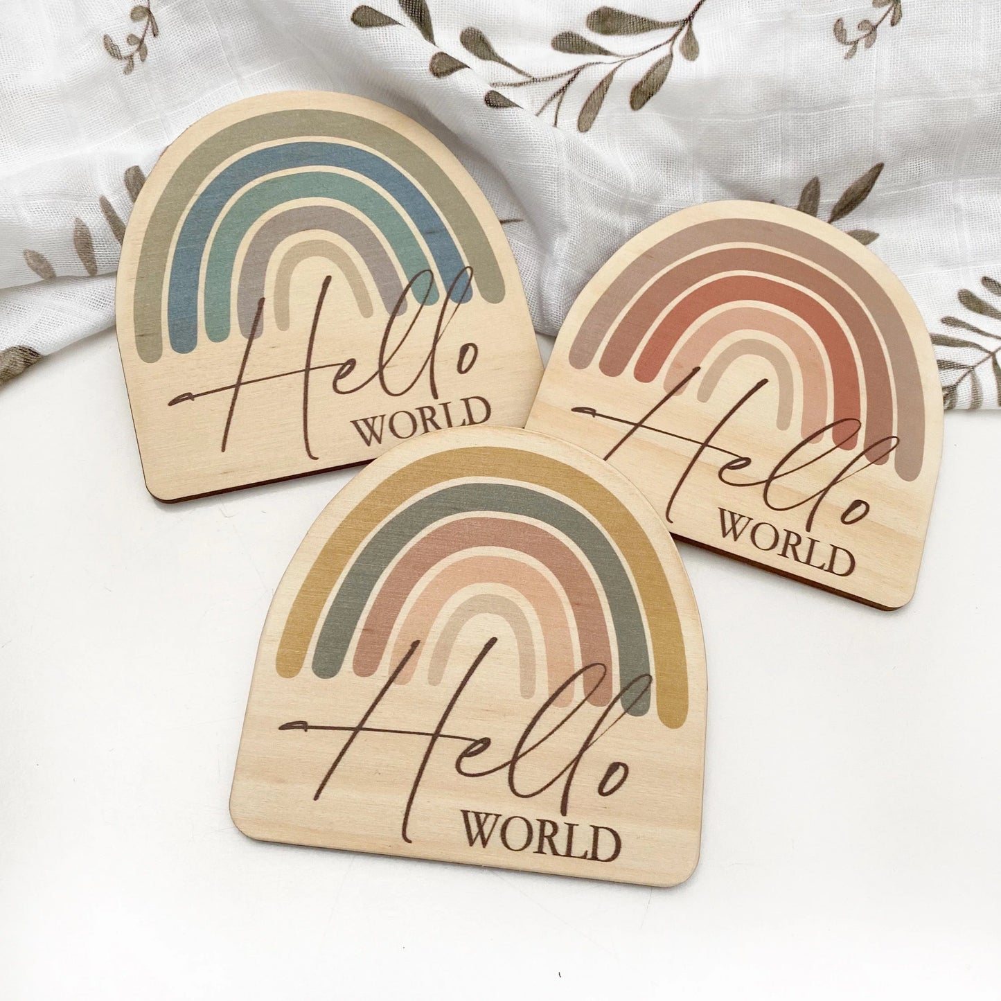 Hello World Baby Milestone Plaque - Dusky Rose Series