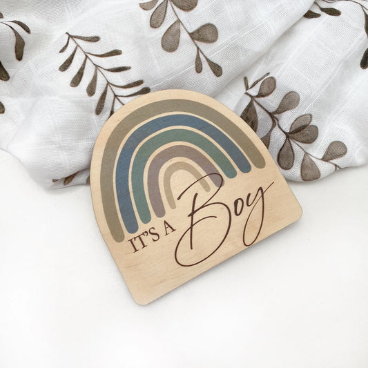 It's A Boy Baby Milestone Plaque - Blue Rainbow Series