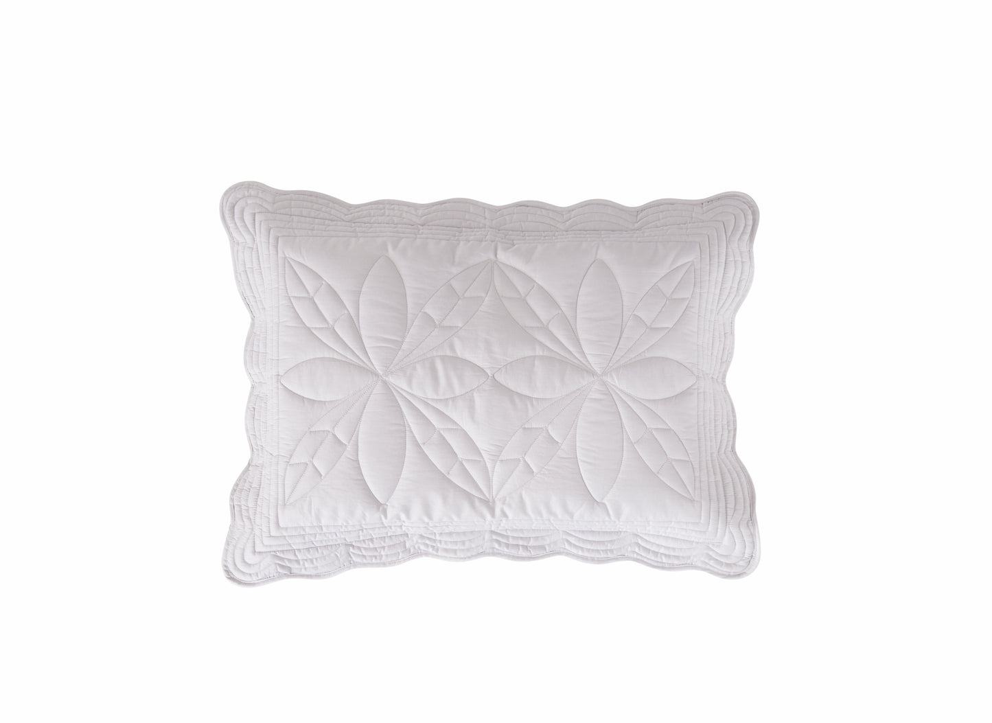 Scallop Edge Queen Bedspread Quilt and Pillow Set - Dove