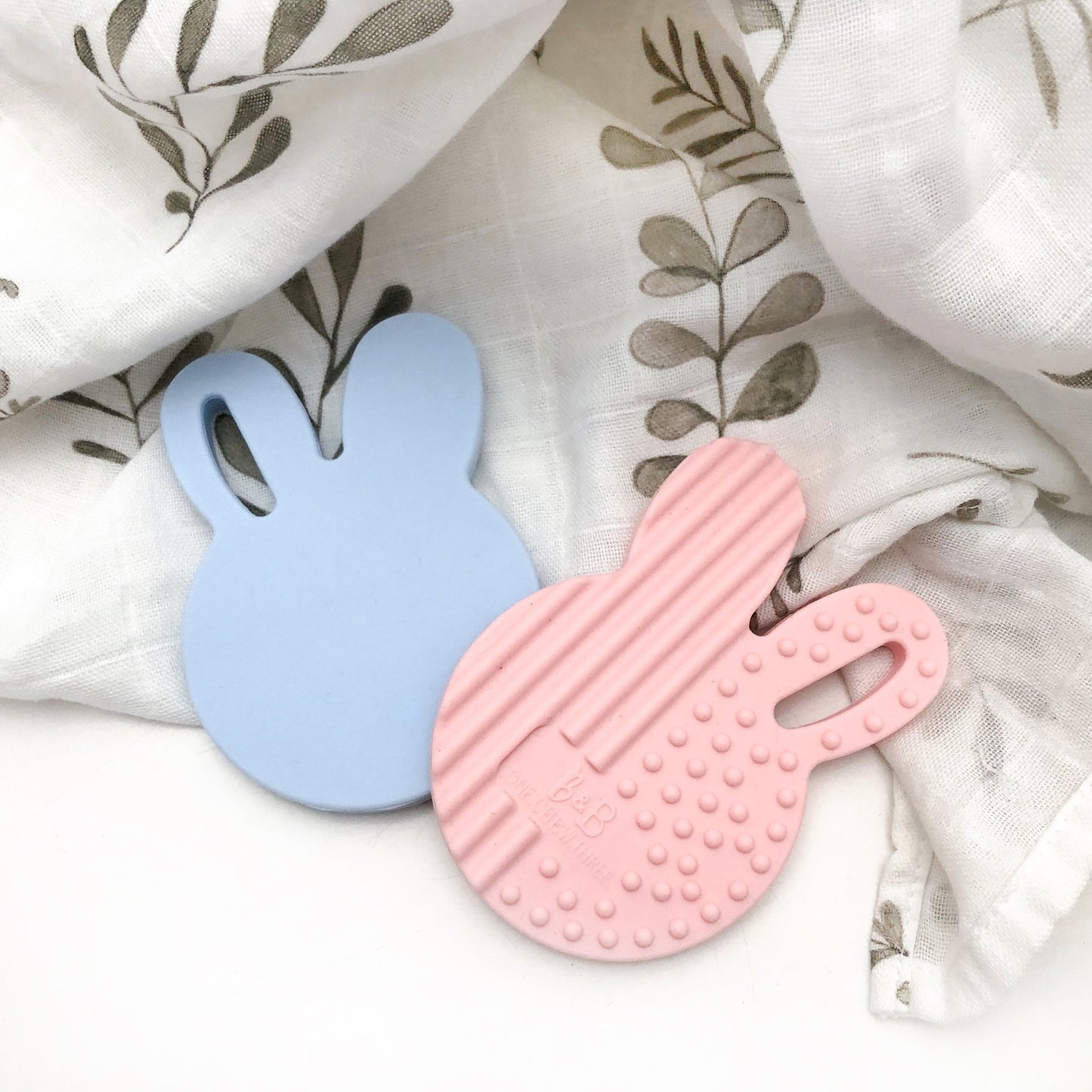 Bunny Silicone Teething Disc - Pale Blue