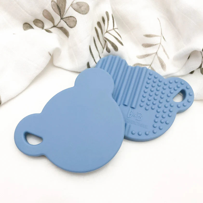 Bear Silicone Teething Disc - Pale Blue