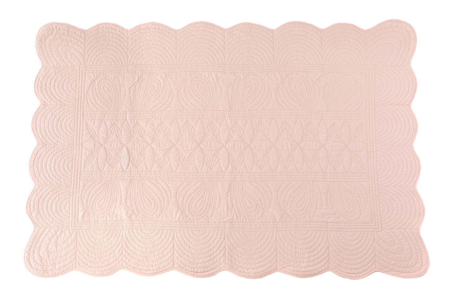 Scallop Edge Cot Quilt Set Shell Pink