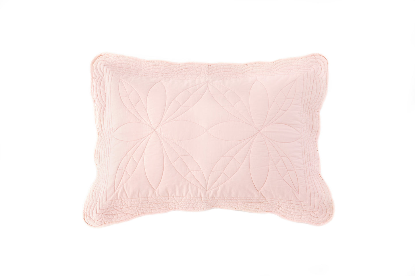 Scallop Edge Cot Quilt Set Shell Pink