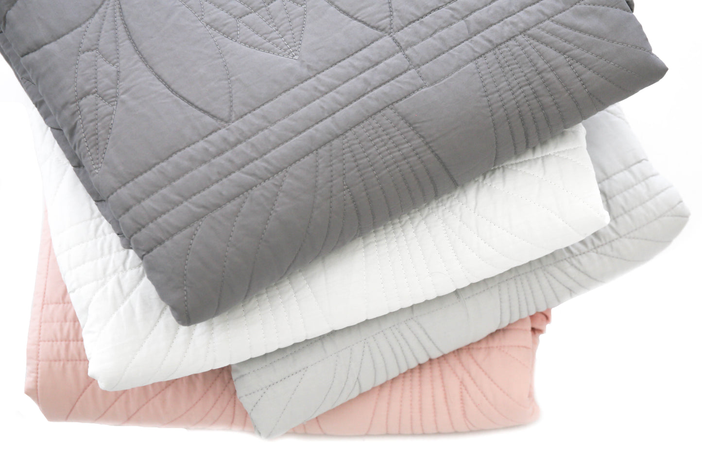 Scallop Edge Single Bedspread Quilt and Pillow Set - Mist