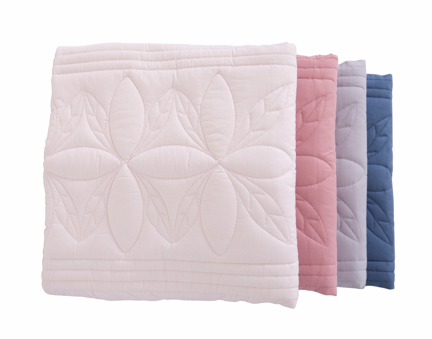 Scallop Edge Single Bedspread Quilt and Pillow Set - Rose