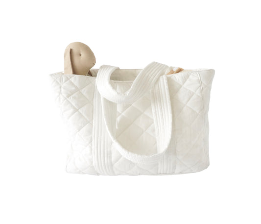 Quilted Nursing Nappy Bag - White