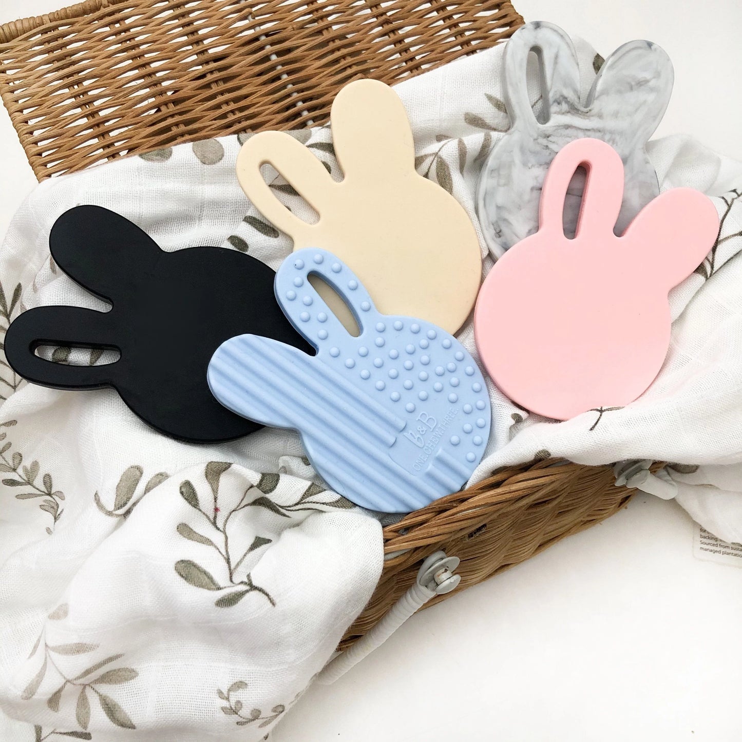 Bunny Silicone Teething Disc - Pale Blue