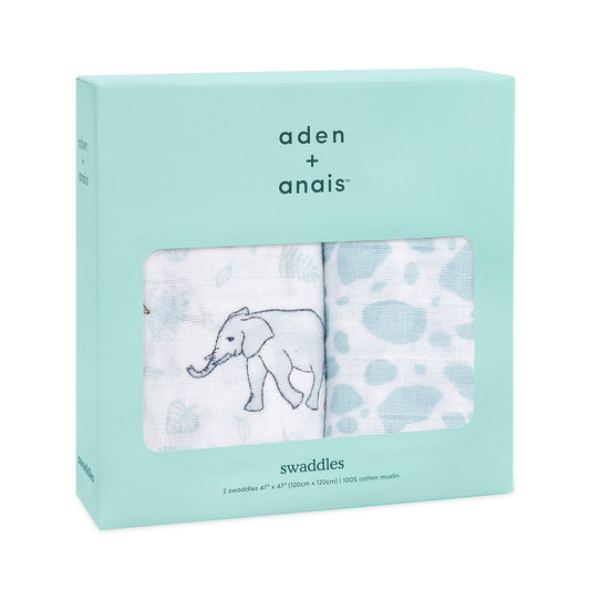 Jungle 2-pack Muslin Swaddles