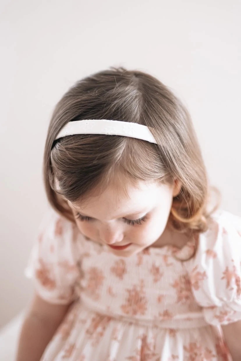 Claudette White Embroidery Headband