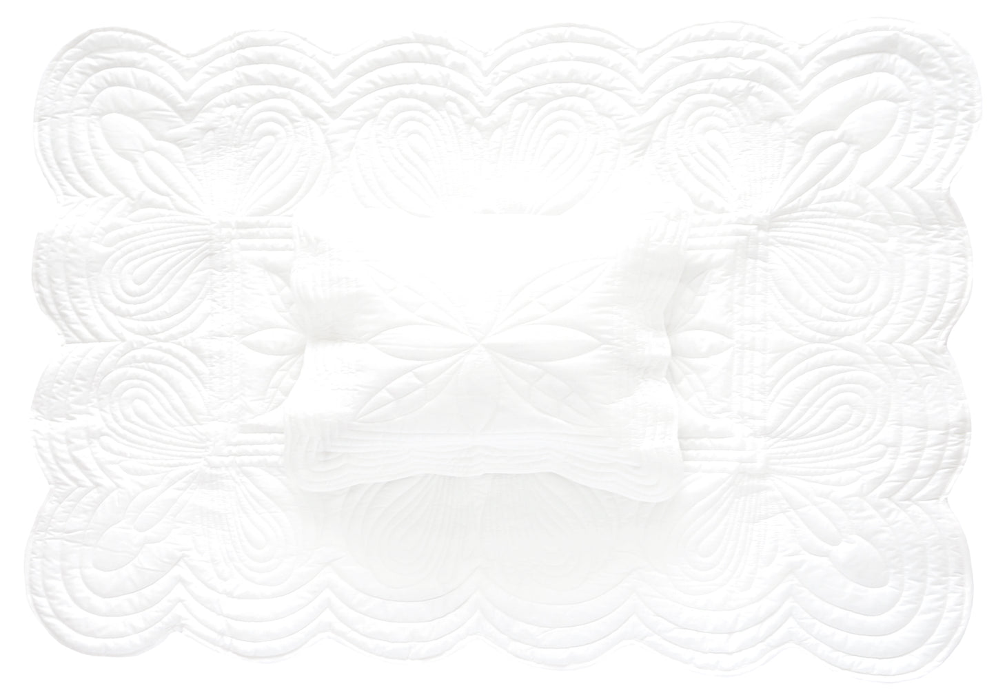 Scallop Edge Cot Quilt Set White