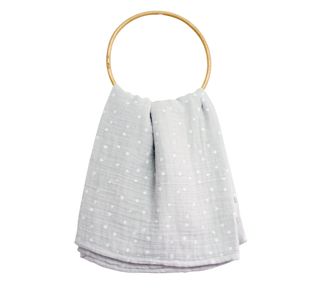 Muslin Swaddle Starry Night Dove Grey