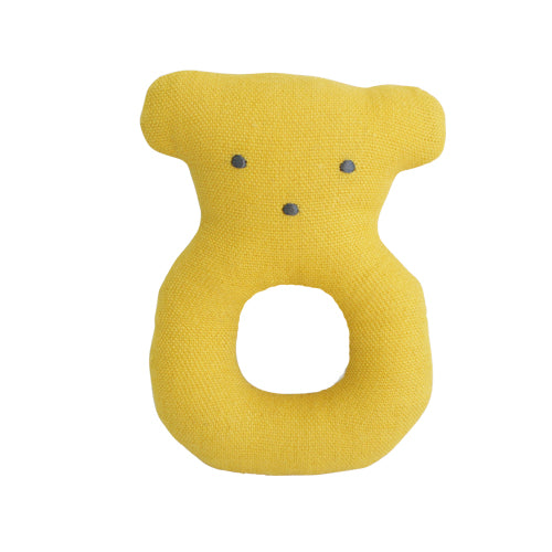 Linen Bear Ring Rattle Butterscotch