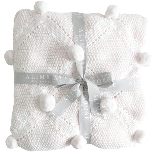 Pom Pom Baby Blanket All Ivory