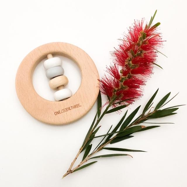 Premium Beech Wood Rattle Teether Disc