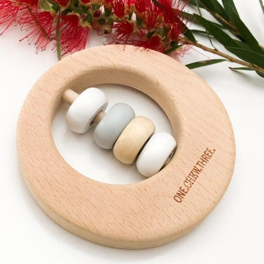 Premium Beech Wood Rattle Teether Disc