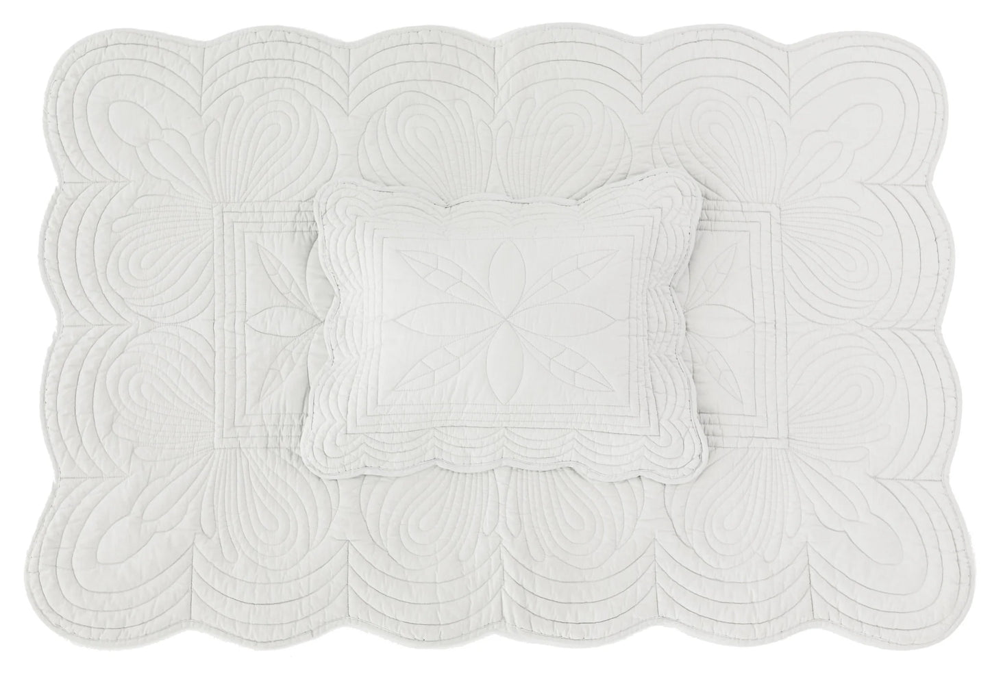 Scallop Edge Cot Quilt Set Mist