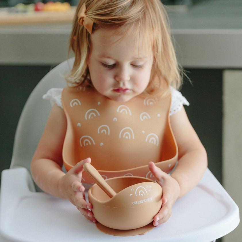 Silicone Scoop Bowl and Spoon Set - Caramel Rainbows