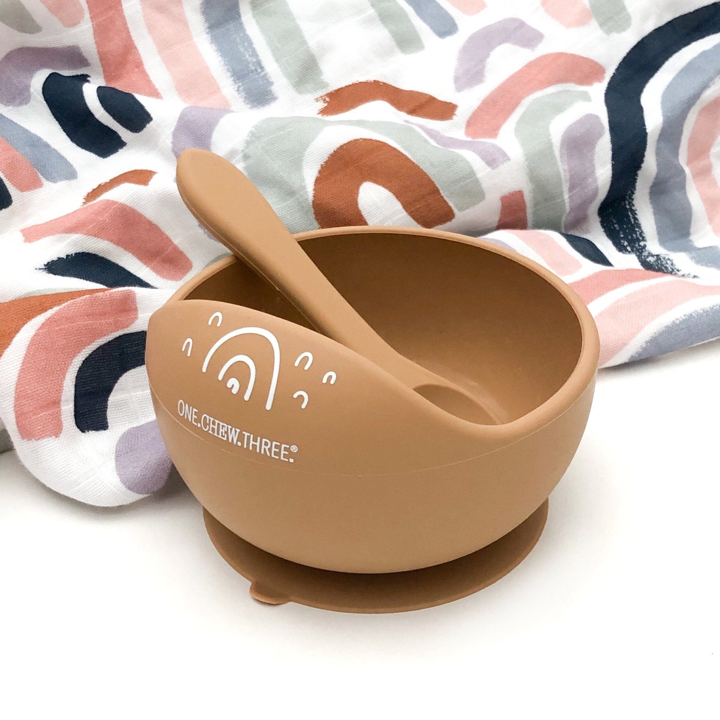 Silicone Scoop Bowl and Spoon Set - Caramel Rainbows