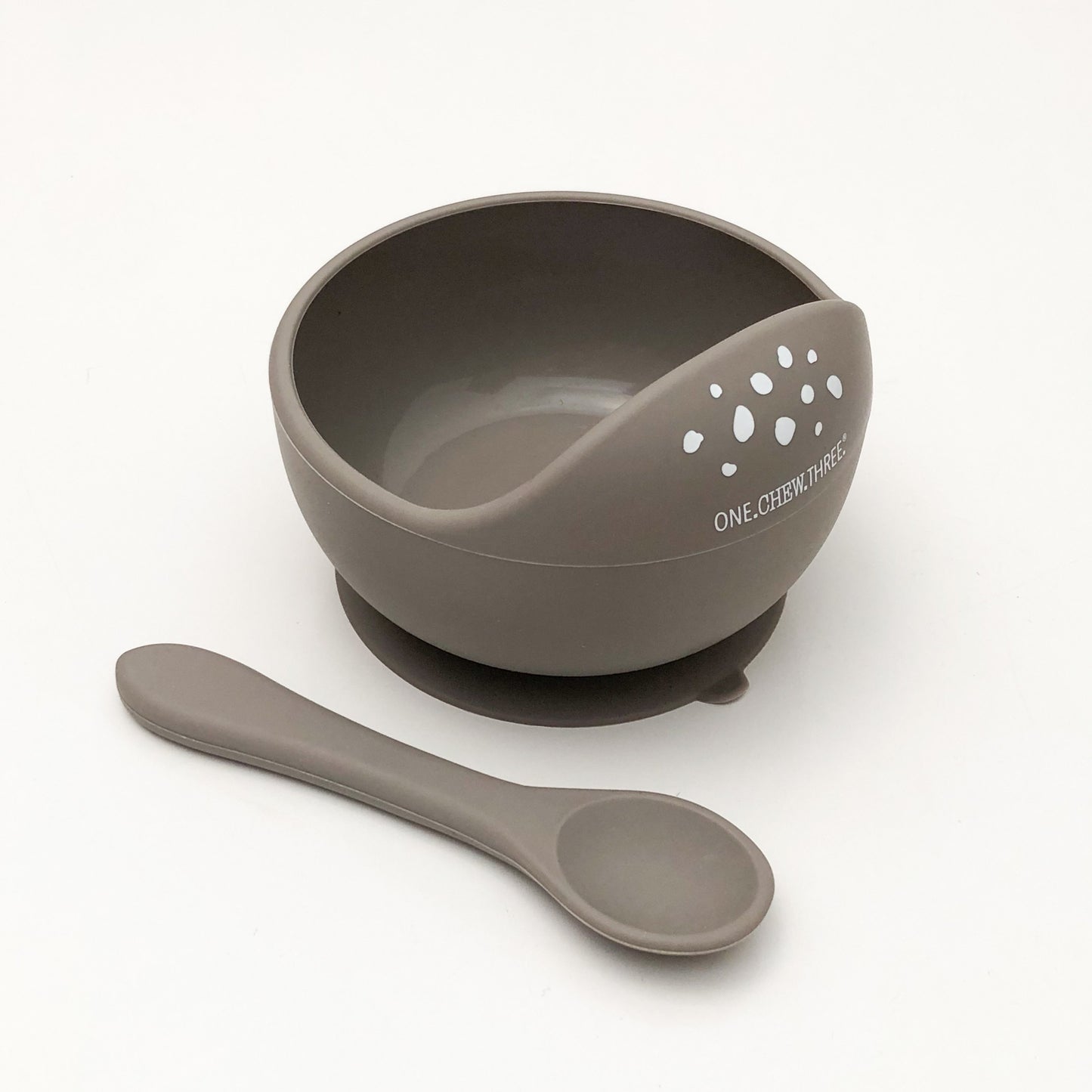 Silicone Scoop Bowl and Spoon Set - Stone Pebbles