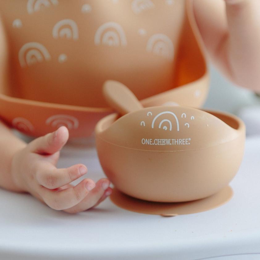 Silicone Scoop Bowl and Spoon Set - Caramel Rainbows