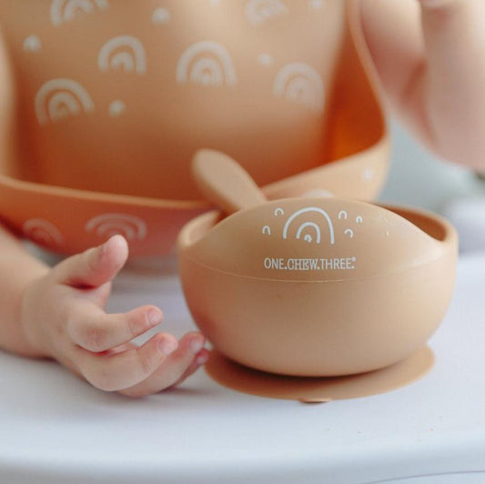 Silicone Scoop Bowl and Spoon Set - Caramel Rainbows