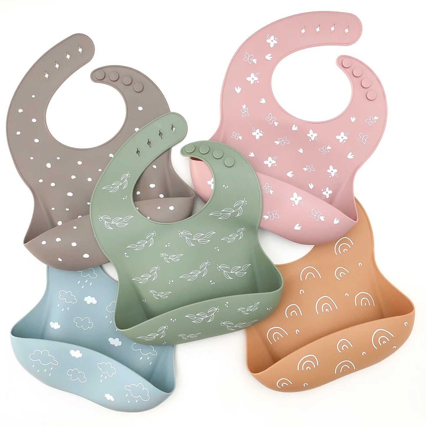 Silicone Catch Bib - Caramel Rainbows