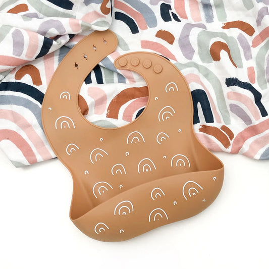 Silicone Catch Bib - Caramel Rainbows