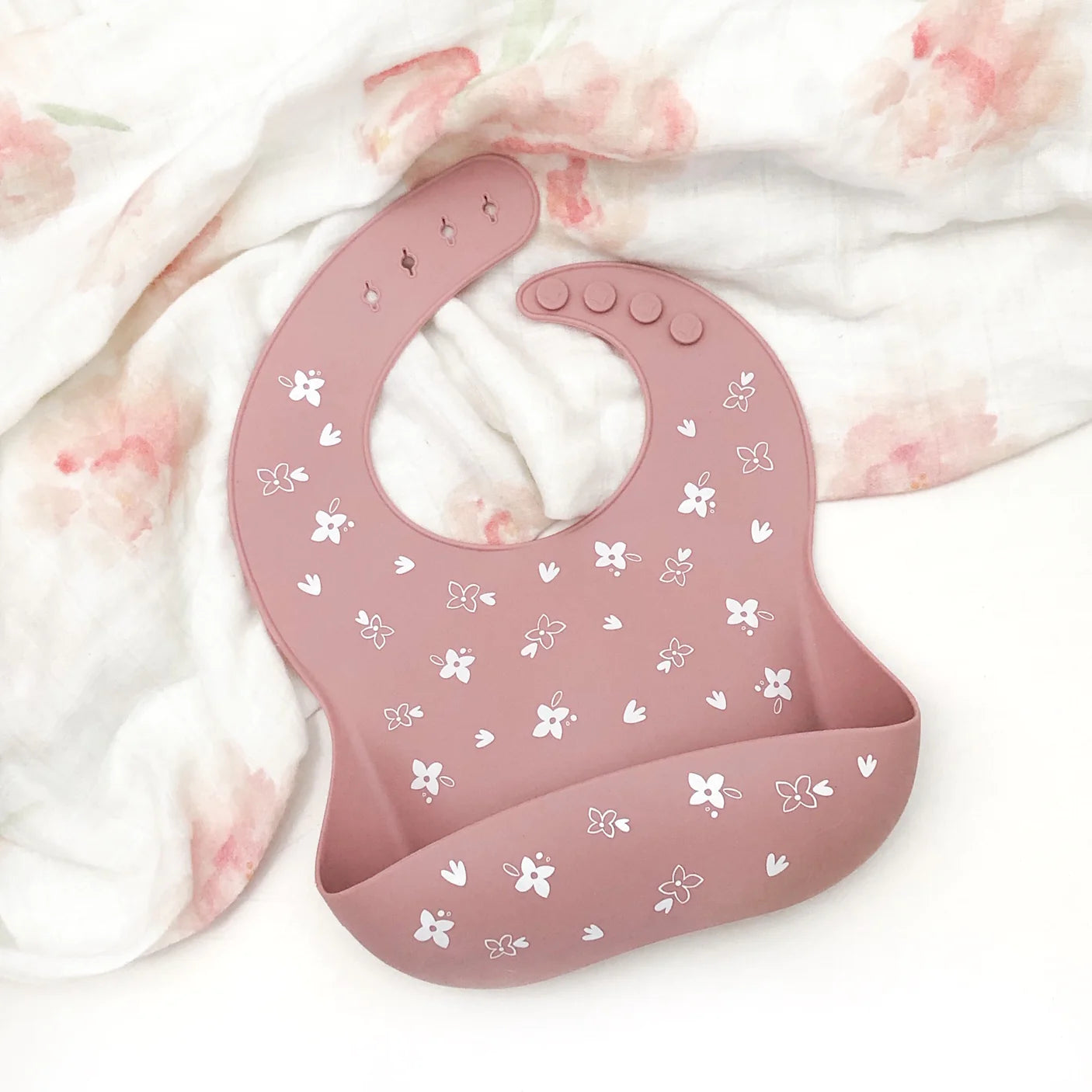 Silicone Catch Bib - Floral Rose