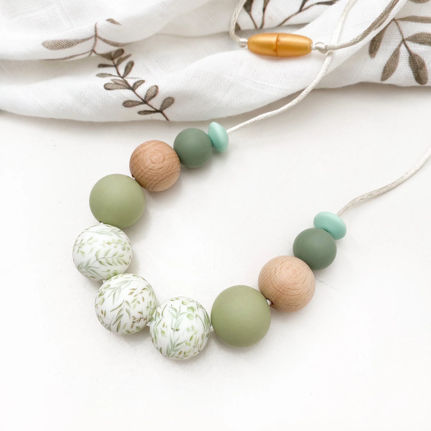 Silicone Necklace - Sage Foliage Spring Bloom