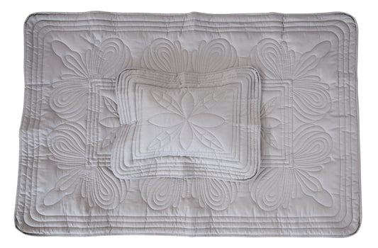 Straight Edge Cot Quilt & Pillow Set - Elephant Grey