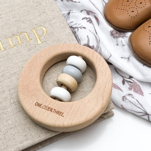 Premium Beech Wood Rattle Teether Disc